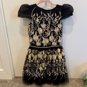 Elegant Black and Gold Kids Formal Dress